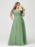 A-Line/Princess V-Neck Short Sleeves Chiffon Split Side Plus Size Bridesmaid Dresses with Pockets