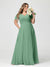A-Line/Princess V-Neck Short Sleeves Chiffon Split Side Plus Size Bridesmaid Dresses with Pockets