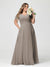 A-Line/Princess V-Neck Short Sleeves Chiffon Split Side Plus Size Bridesmaid Dresses with Pockets