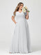 A-Line/Princess V-Neck Short Sleeves Chiffon Split Side Plus Size Bridesmaid Dresses with Pockets