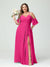 A-Line/Princess Spaghetti Straps Short Sleeves Chiffon Ruched Split Side Plus Size Bridesmaid Dresses with Pockets