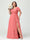 A-Line/Princess V-Neck Short Sleeves Chiffon Ruffles Split Side Plus Size Bridesmaid Dresses with Pockets