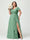 A-Line/Princess V-Neck Short Sleeves Chiffon Ruffles Split Side Plus Size Bridesmaid Dresses with Pockets