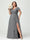 A-Line/Princess V-Neck Short Sleeves Chiffon Ruffles Split Side Plus Size Bridesmaid Dresses with Pockets
