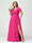 A-Line/Princess V-Neck Short Sleeves Chiffon Ruffles Split Side Plus Size Bridesmaid Dresses with Pockets