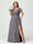 A-Line/Princess V-Neck Short Sleeves Chiffon Ruffles Split Side Plus Size Bridesmaid Dresses with Pockets