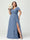 A-Line/Princess V-Neck Short Sleeves Chiffon Ruffles Split Side Plus Size Bridesmaid Dresses with Pockets