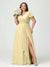A-Line/Princess V-Neck Short Sleeves Chiffon Ruffles Split Side Plus Size Bridesmaid Dresses with Pockets