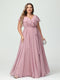 A-Line/Princess V-Neck Short Sleeves Chiffon Ruffles Plus Size Bridesmaid Dresses With Pockets