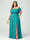 A-Line/Princess Off-the-Shoulder Short Sleeves Chiffon Split Side Plus Size Bridesmaid Dresses with Pockets