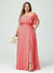 A-Line/Princess Off-the-Shoulder Short Sleeves Chiffon Split Side Plus Size Bridesmaid Dresses with Pockets