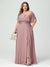 A-Line/Princess Off-the-Shoulder Short Sleeves Chiffon Split Side Plus Size Bridesmaid Dresses with Pockets