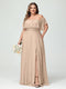 A-Line/Princess Off-the-Shoulder Short Sleeves Chiffon Split Side Plus Size Bridesmaid Dresses with Pockets