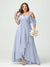 A-Line/Princess Spaghetti Straps V-Neck Short Sleeves Chiffon Ruffles Asymmetrical Plus Size Bridesmaid Dresses