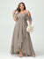 A-Line/Princess Spaghetti Straps V-Neck Short Sleeves Chiffon Ruffles Asymmetrical Plus Size Bridesmaid Dresses