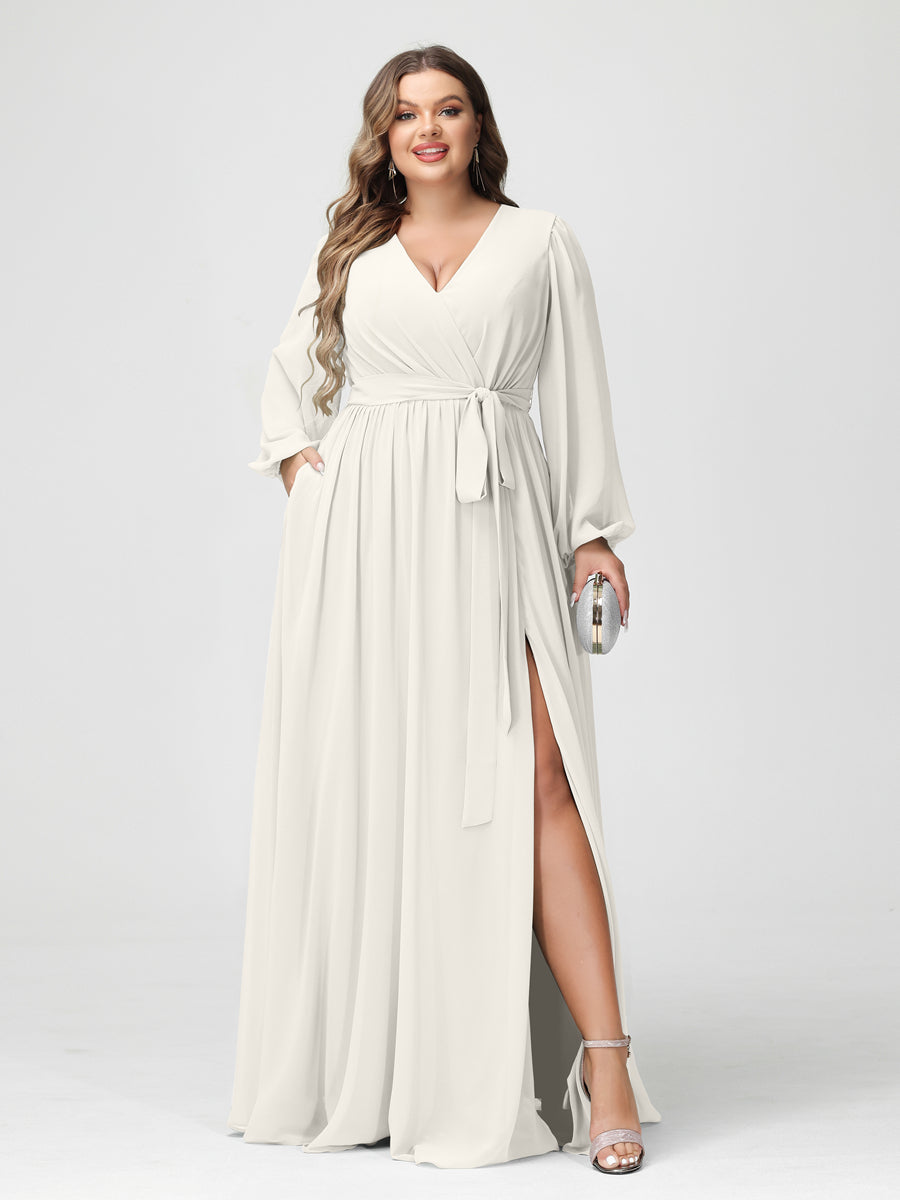 Lavetir Plus Size Bridesmaid Dresses Online with Long Sleeves Ivory 2026
