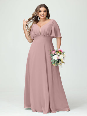 dusty pink plus size bridesmaid dresses Dusty Pink Peonies Bridesmaid Dress Chiffon Size 2X