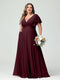 A-Line/Princess V-Neck Short Sleeves Chiffon Plus Size Bridesmaid Dresses with Pockets