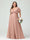 A-Line/Princess V-Neck Short Sleeves Chiffon Plus Size Bridesmaid Dresses with Pockets