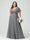 A-Line/Princess V-Neck Short Sleeves Chiffon Plus Size Bridesmaid Dresses with Pockets