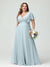 A-Line/Princess V-Neck Short Sleeves Chiffon Plus Size Bridesmaid Dresses with Pockets
