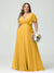 A-Line/Princess V-Neck Short Sleeves Chiffon Plus Size Bridesmaid Dresses with Pockets
