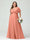 A-Line/Princess V-Neck Short Sleeves Chiffon Plus Size Bridesmaid Dresses with Pockets