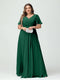 A-Line/Princess V-Neck Short Sleeves Chiffon Split Side Plus Size Bridesmaid Dresses with Pockets Belt