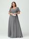 A-Line/Princess V-Neck Short Sleeves Chiffon Split Side Plus Size Bridesmaid Dresses with Pockets Belt