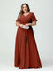 A-Line/Princess V-Neck Short Sleeves Chiffon Split Side Plus Size Bridesmaid Dresses with Pockets Belt