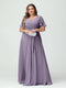 A-Line/Princess V-Neck Short Sleeves Chiffon Split Side Plus Size Bridesmaid Dresses with Pockets Belt