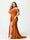 Mermaid Spaghetti Straps V-Neck Short Sleeves Plus Size Maxi Dresses with Split Side