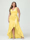 Sheath/Column V-Neck Sleeveless Ruffles High Low Plus Size Dresses with Pockets & Sash