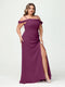 Sheath/Column Spaghetti Straps Off-the-Shoulder Chiffon Split Side Plus Size Bridesmaid Dresses