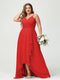 A-Line/Princess Spaghetti Straps Chiffon Ruffles Asymmetrical Plus Size Bridesmaid Dresses with Pockets