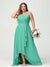 A-Line/Princess Spaghetti Straps Chiffon Ruffles Asymmetrical Plus Size Bridesmaid Dresses with Pockets