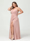 A-Line/Princess Halter Sleeveless Chiffon Ruched Split Side Plus Size Bridesmaid Dresses with Pockets