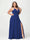 A-Line/Princess Halter Sleeveless Chiffon Ruched Split Side Plus Size Bridesmaid Dresses with Pockets