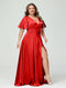 A-Line V-Neck Half Sleeves Silk Satin Plus Size Bridesmaid Dresses with Pockets