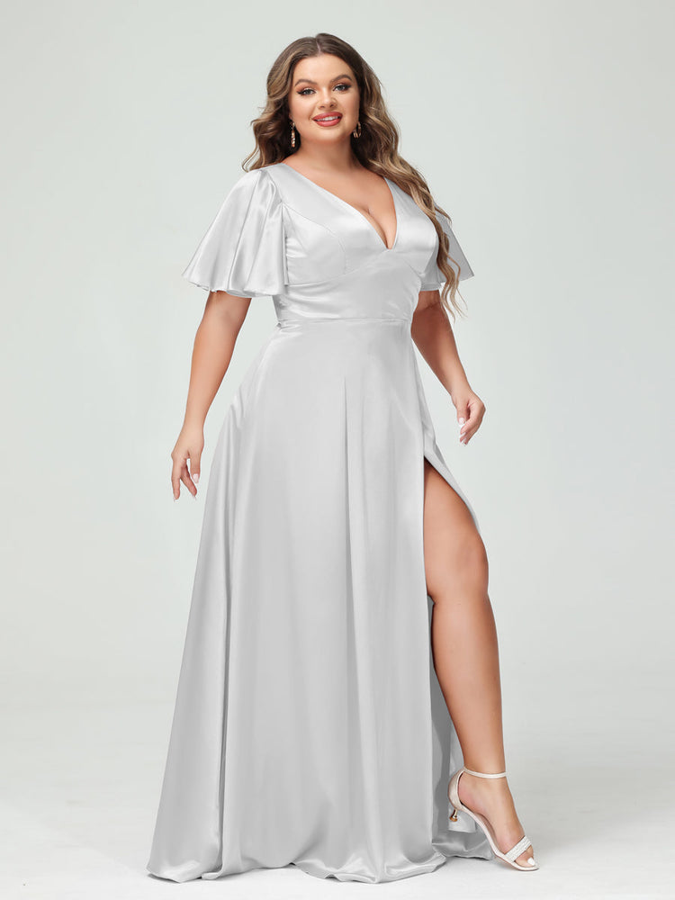 Silver bridesmaid dresses plus size online