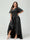 Sheath/Column V-Neck Short Sleeves Ruffles Asymmetrical Plus Size Dresses with Pockets & Sash