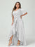 Sheath/Column V-Neck Short Sleeves Ruffles Asymmetrical Plus Size Dresses with Pockets & Sash