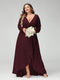 A-Line/Princess V-Neck Long Sleeves Chiffon Ruched Asymmetrical Plus Size Bridesmaid Dresses with Pockets