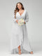 A-Line/Princess V-Neck Long Sleeves Chiffon Ruched Asymmetrical Plus Size Bridesmaid Dresses with Pockets