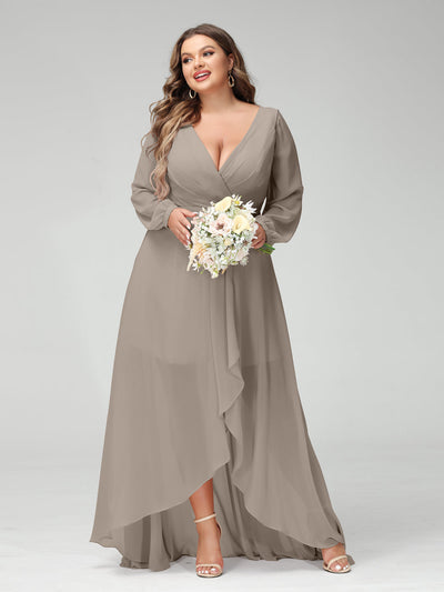 Plus size hot sale taupe bridesmaid dresses