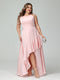 A-Line/Princess Spaghetti Straps Sleeveless Ruffles Asymmetrical Plus Size Bridesmaid Dresses