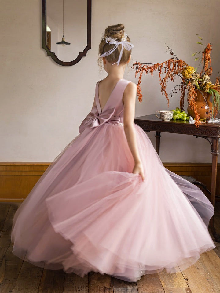Tulle Ball Gown/Princess Flower Girl Dresses With Pearls &amp; Satin Bowknot