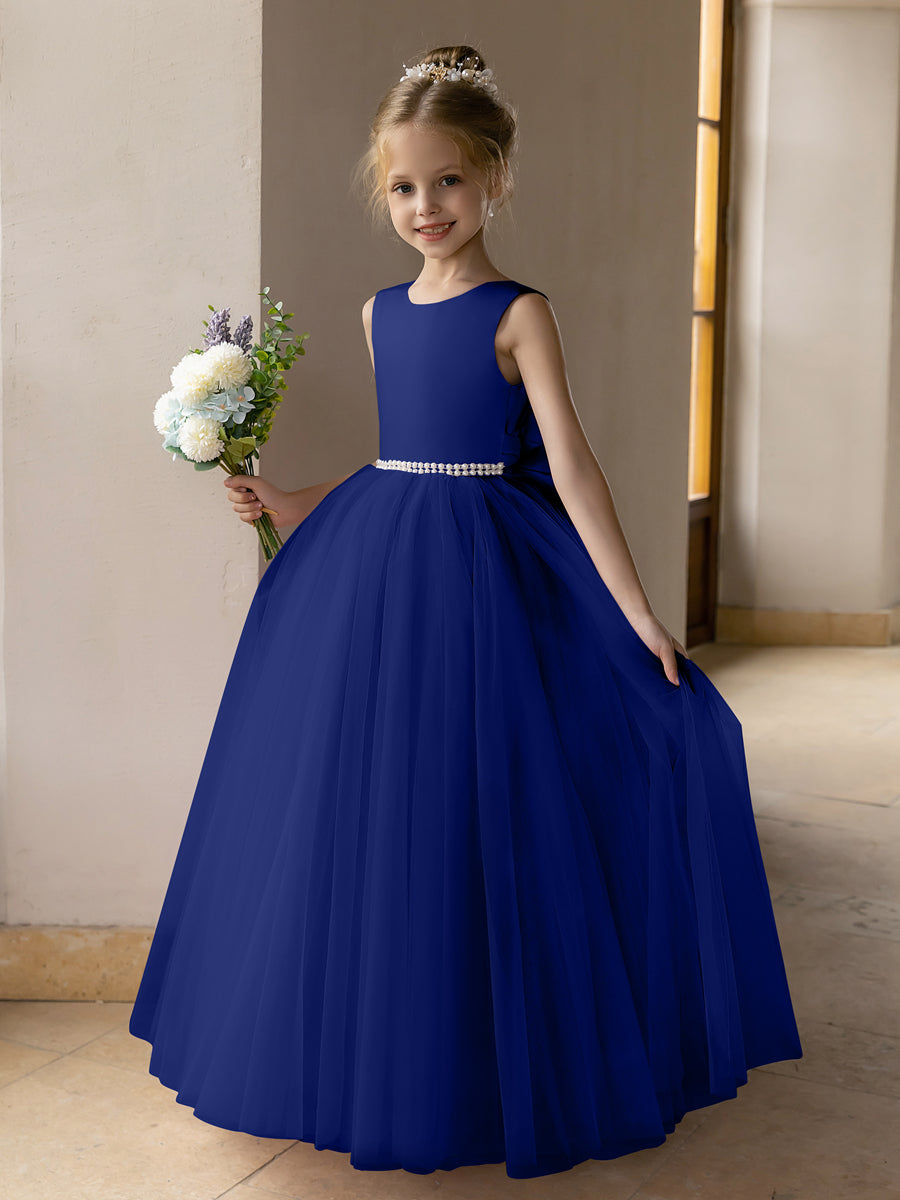Tulle Ball Gown/Princess Flower Girl Dresses With Pearls &amp; Satin Bowknot