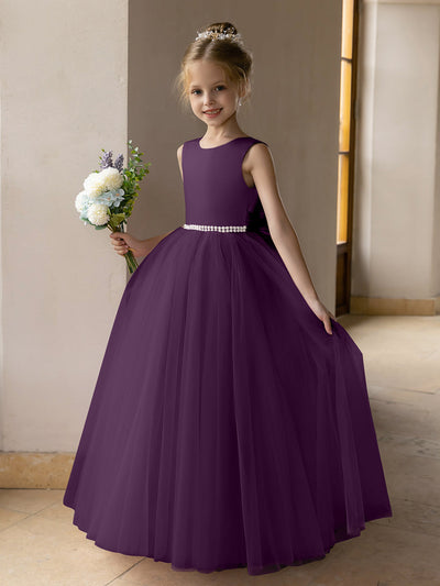 Tulle Ball Gown/Princess Flower Girl Dresses With Pearls & Satin Bowknot