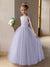 Tulle Ball Gown/Princess Flower Girl Dresses With Pearls & Satin Bowknot